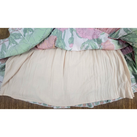 Julie Brown New York Ruffle Bell Sleeves Floral Dress Women Size L White Lotus - Picture 6 of 12